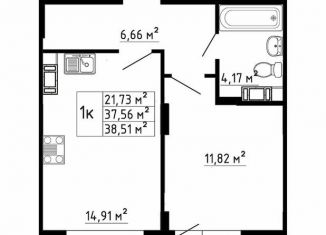 Продается однокомнатная квартира, 37.4 м2, Ленинградская область, Рождественская улица, 2