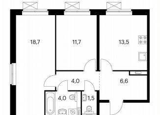 Продам двухкомнатную квартиру, 60 м2, Котельники, ЖК Белая Дача Парк, микрорайон Парковый, 2к1