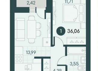 Продается 1-комнатная квартира, 36.1 м2, Курган