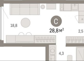 Квартира на продажу студия, 28.8 м2, Липецкая область, площадь Петра Великого, 1