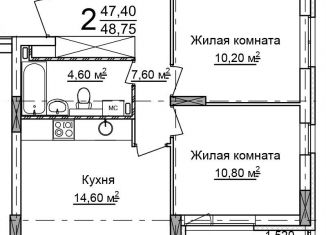 Продаю двухкомнатную квартиру, 48.8 м2, Нижегородская область