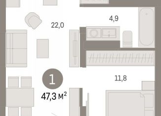 Продается 1-ком. квартира, 47.3 м2, Липецк, площадь Петра Великого, 1