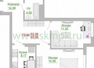 Продажа 2-ком. квартиры, 54.1 м2, Пионерский, Портовая улица, 5