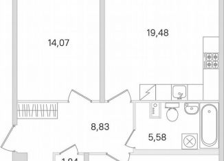 Продается 2-ком. квартира, 66.8 м2, городской посёлок Янино-1