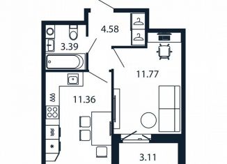 Продается 1-комнатная квартира, 32.7 м2, городской посёлок Новоселье