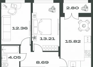 2-комнатная квартира на продажу, 56.9 м2, Тула