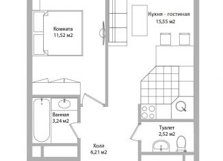 Продам 1-ком. квартиру, 39 м2, Мытищи, Троицкая улица, 3Г