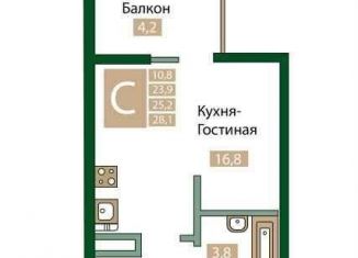 2-комнатная квартира на продажу, 25.2 м2, посёлок городского типа Молодёжное