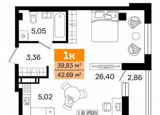 Продается 1-комнатная квартира, 42.7 м2, Курган