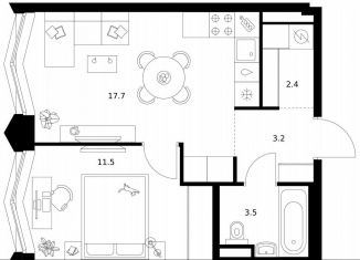 Продам 1-комнатную квартиру, 38.3 м2, Москва