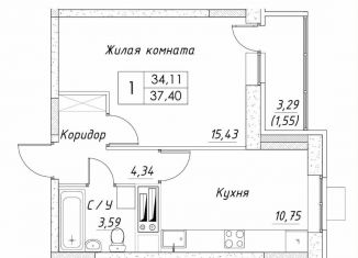 Продается однокомнатная квартира, 35.7 м2, Дмитров