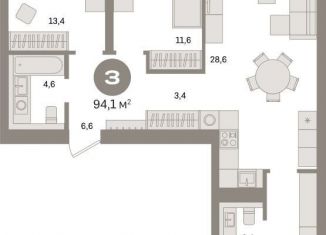 3-ком. квартира на продажу, 94.5 м2, Санкт-Петербург, метро Зенит