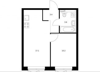 Однокомнатная квартира на продажу, 33.8 м2, Москва, Дорожная улица, 46к3, район Чертаново Южное