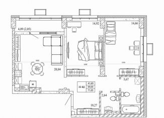 Продажа 3-комнатной квартиры, 71.1 м2, Ростов-на-Дону, проспект Стачки, 200с2