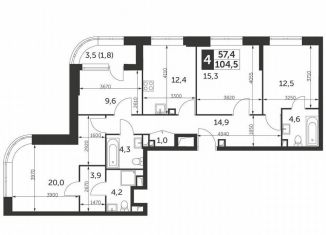 Продается 4-ком. квартира, 104.5 м2, Москва, улица Вильгельма Пика, 1