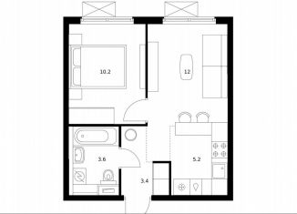 Однокомнатная квартира на продажу, 34.4 м2, Москва