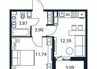 Продается 1-комнатная квартира, 33.5 м2, Мурино