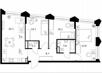 Продам трехкомнатную квартиру, 68.5 м2, Москва