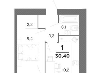 Продам 1-ком. квартиру, 29.3 м2, Рязань, Московский район, Интернациональная улица, 2