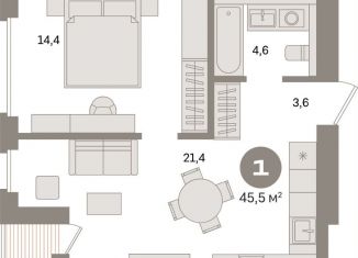 Продается 1-комнатная квартира, 45.5 м2, Санкт-Петербург, метро Зенит