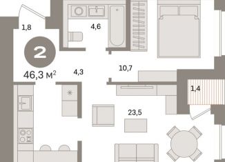 Продажа 1-комнатной квартиры, 46.3 м2, Санкт-Петербург, муниципальный округ Морской