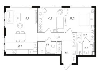 2-ком. квартира на продажу, 69.7 м2, Москва, Открытое шоссе, вл9