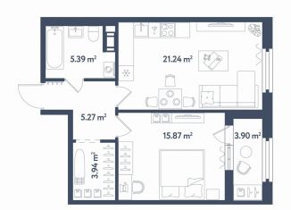 Продается однокомнатная квартира, 53.7 м2, Санкт-Петербург, Московский район