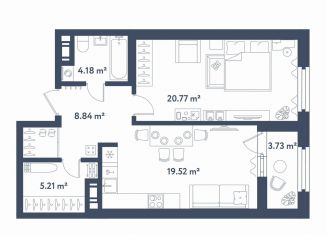 Продажа 1-ком. квартиры, 60.4 м2, Санкт-Петербург, Московский район