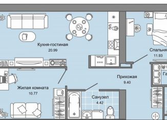 Продаю 3-ком. квартиру, 69 м2, Ульяновск, проспект Авиастроителей, 22