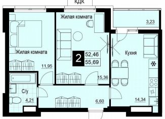 2-ком. квартира на продажу, 54.1 м2, Самара, Куйбышевский район