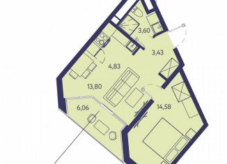 Продаю двухкомнатную квартиру, 46.3 м2, посёлок городского типа Ливадия