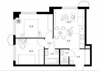 Продаю 2-ком. квартиру, 48.7 м2, Москва