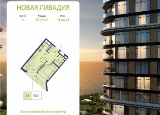 Продажа 2-ком. квартиры, 51.6 м2, посёлок городского типа Ливадия