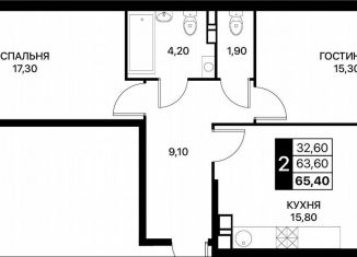 Продам 2-ком. квартиру, 65.4 м2, Ростов-на-Дону