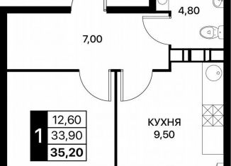 1-комнатная квартира на продажу, 35.2 м2, Ростов-на-Дону