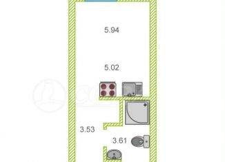 Продается квартира студия, 18 м2, Тюменская область, улица Первооткрывателей, 6