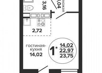 Продажа квартиры студии, 23.8 м2, Краснодар, Российская улица, 257/7, Российская улица