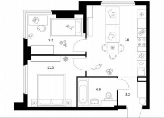 Продажа 2-ком. квартиры, 46.6 м2, Москва, САО