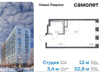 Квартира на продажу студия, 22.8 м2, Мурино, жилой комплекс Новые Лаврики, 1.1