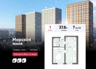 Продается однокомнатная квартира, 37.8 м2, Санкт-Петербург, метро Автово