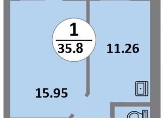 1-комнатная квартира на продажу, 35.8 м2, Красноярск, Соколовская улица, 52, ЖК Снегири