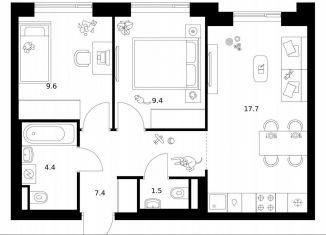 2-ком. квартира на продажу, 50 м2, Москва, жилой комплекс Мичуринский Парк, 4.3