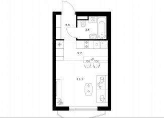 Продаю квартиру студию, 25.2 м2, Москва, жилой комплекс Мичуринский Парк, 4.2