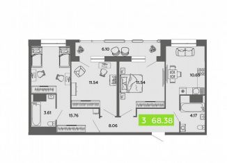 Продается 3-ком. квартира, 68.4 м2, Архангельск, Воскресенская улица, 95к1