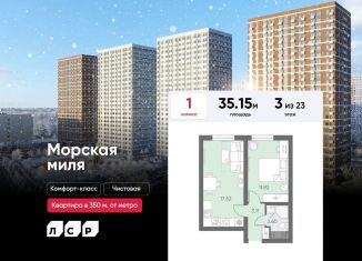 Продается 1-комнатная квартира, 35.2 м2, Санкт-Петербург, метро Автово