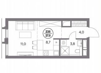 Квартира на продажу студия, 27.5 м2, Москва, метро Электрозаводская, улица Фридриха Энгельса, 58с3