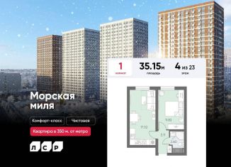 Продажа однокомнатной квартиры, 35.2 м2, Санкт-Петербург, метро Автово