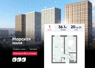 Однокомнатная квартира на продажу, 36.1 м2, Санкт-Петербург, метро Проспект Ветеранов