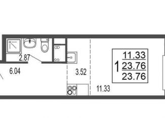 Квартира на продажу студия, 23.8 м2, Лыткарино, 6-й микрорайон, 15Д