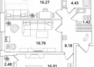 Продается 2-ком. квартира, 64.3 м2, Санкт-Петербург, Кубинская улица, 82к3с1, метро Звёздная